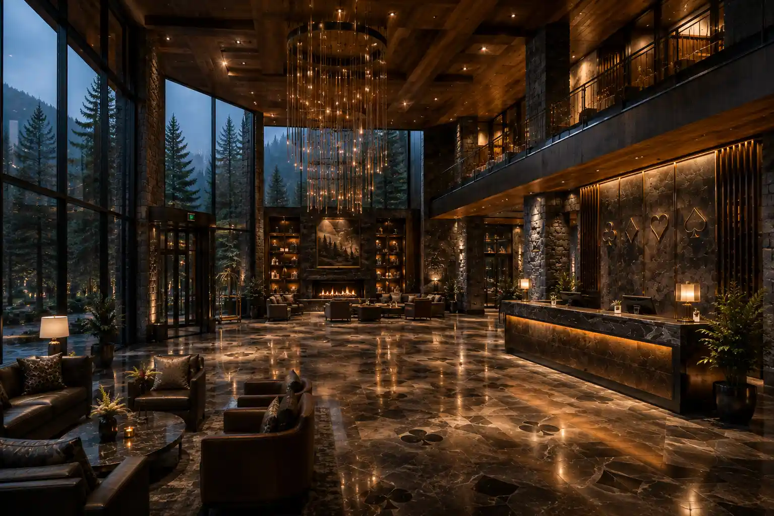 Warmly lit casino interior